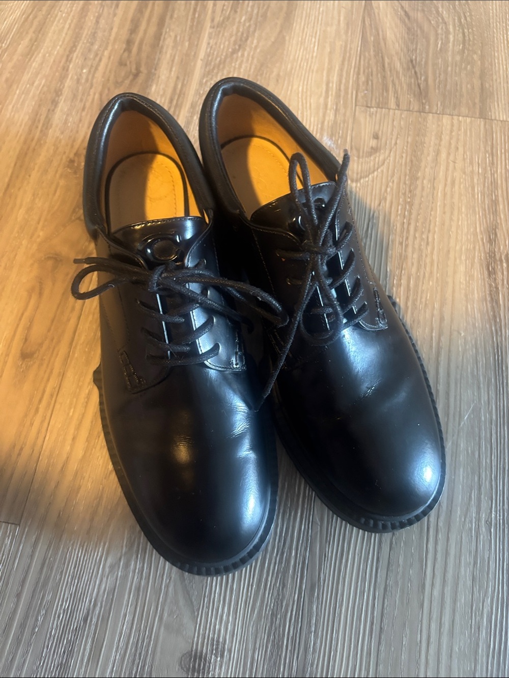 Coach women’s Black Leather Lace-Up Oxfords